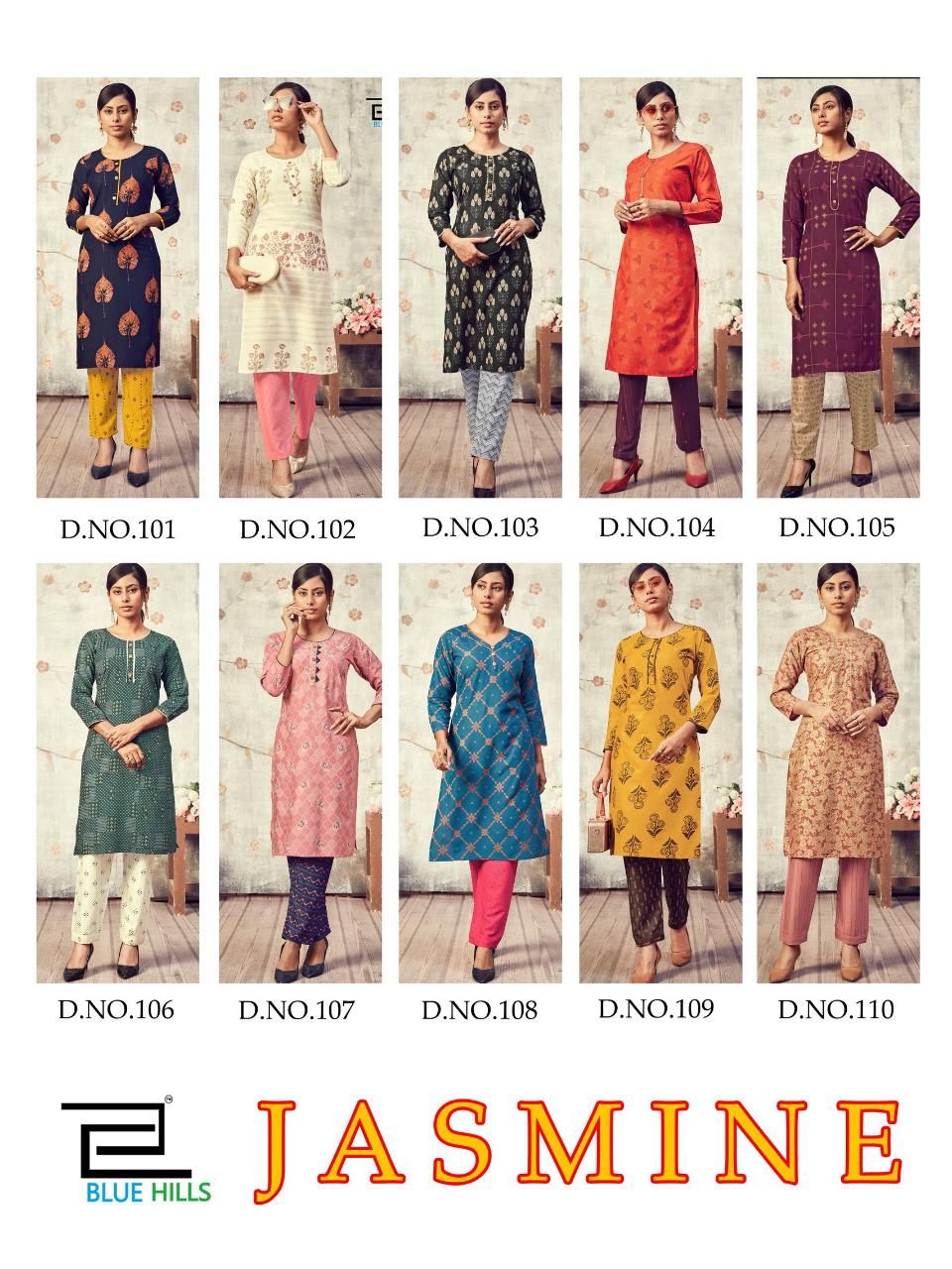 Blue Hills Jasmine 1 Latest Fancy Casual Wear Designers Rayon Printed Kurtis With Bottom Collection
